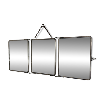 Vintage 1930s triptych barber mirror registered G.B Paris - 28 x 69 cm