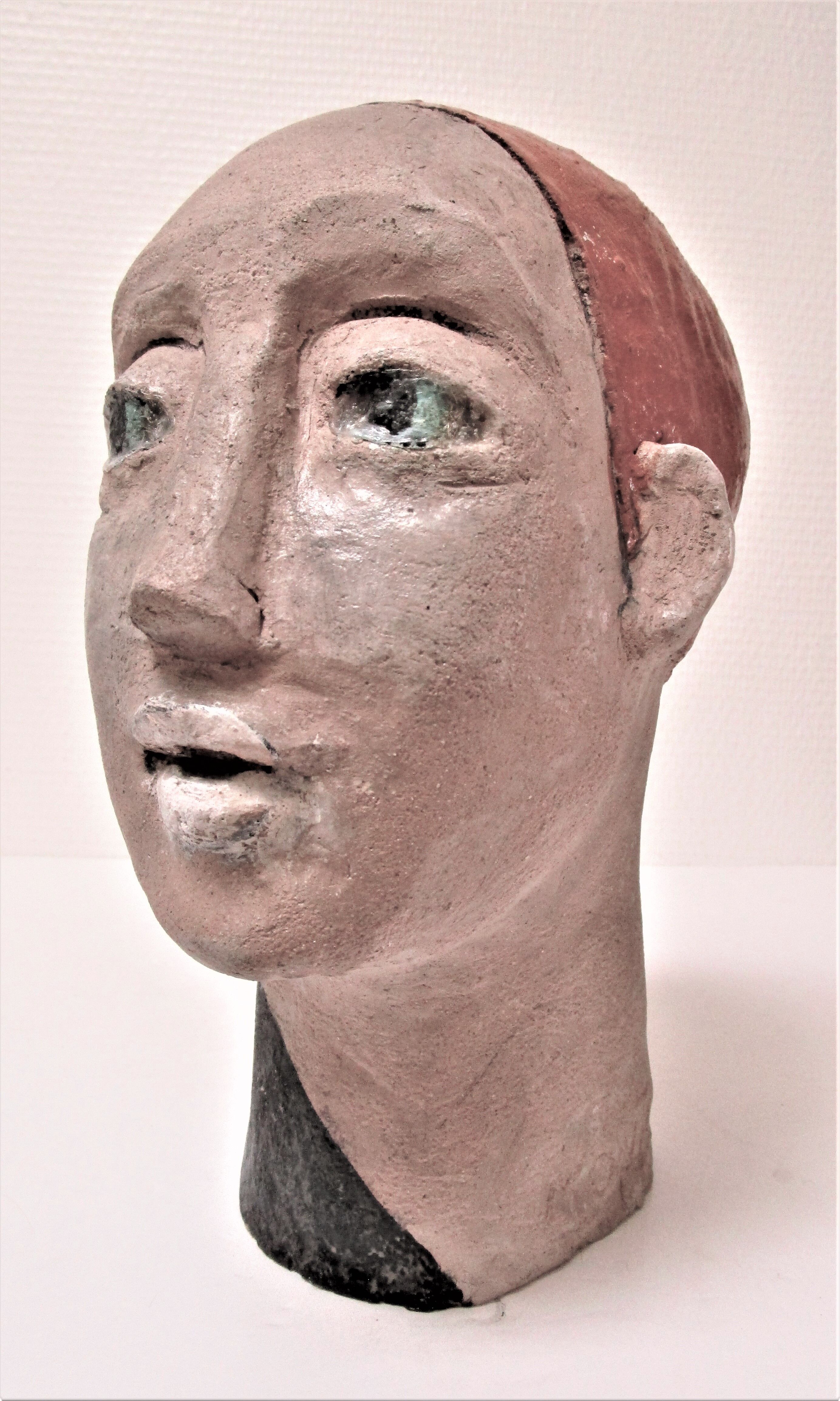 Redheaded boyish woman modeled in earth signed 60/70 years
