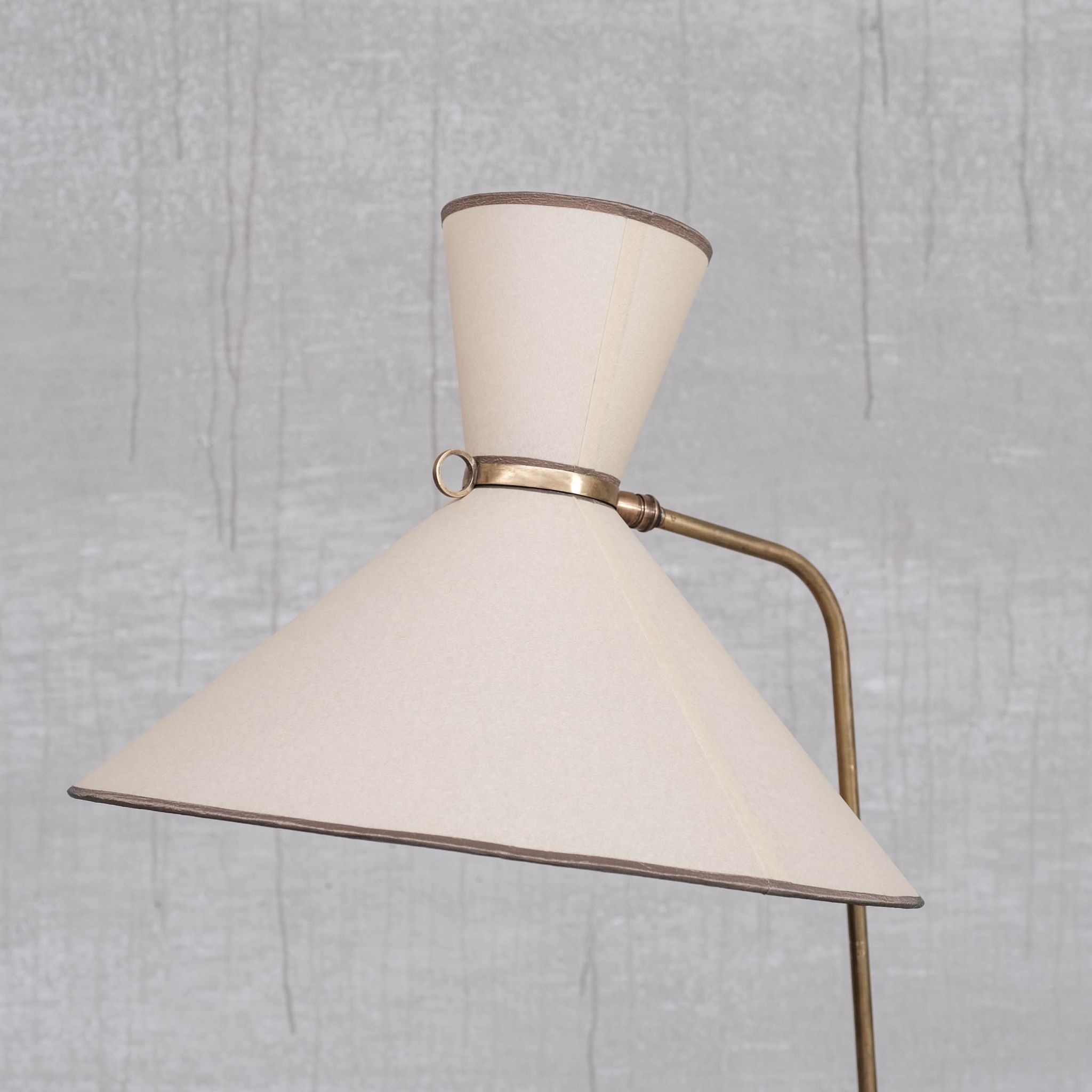 Robert Mathieu French Brass Adjustable Mid-Century Floor Lamp