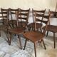 Set of 8 vintage chairs 1960 in beech compass feet