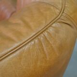 Brutalistic italian leather living room set, 1970, set of 2