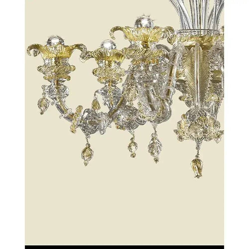 Venetian Cà Rezzonico Floral Gold Murano Style Glass Chandelier From Simoen