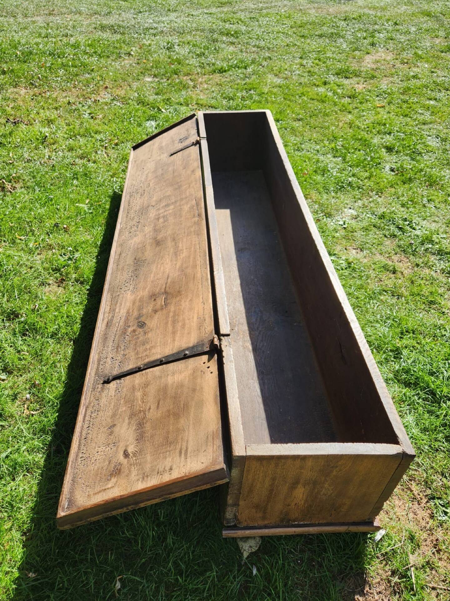Bench / antique chest in solid oak - 196cm