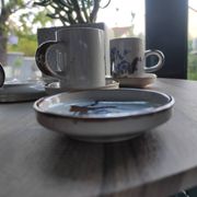 Lot de 6 tasses et 6 soucoupes à café en grès français