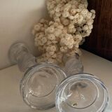 Pair of candlesticks, dove decor, in glass