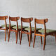 Set of 4 dining chairs by Schiønning & Elgaard with green seat