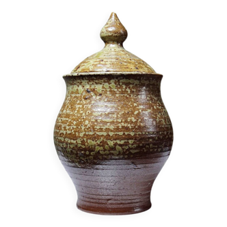 Chic and rustic vintage 50s-60s glazed pyrite stoneware box.