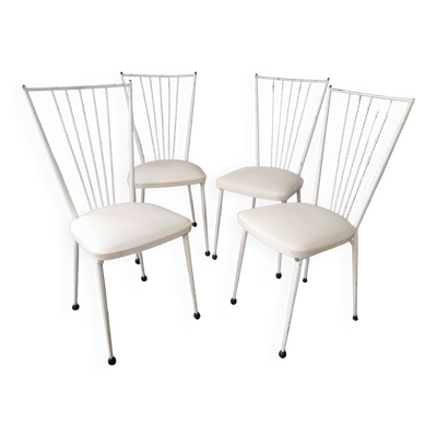Set de 4 chaises vintages en métal et Skaï