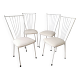 Set of 4 vintage chairs in metal and Skai