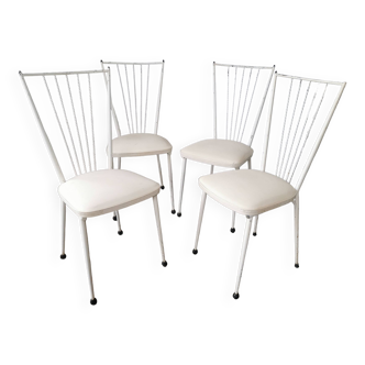 Set de 4 chaises vintages en métal et Skaï