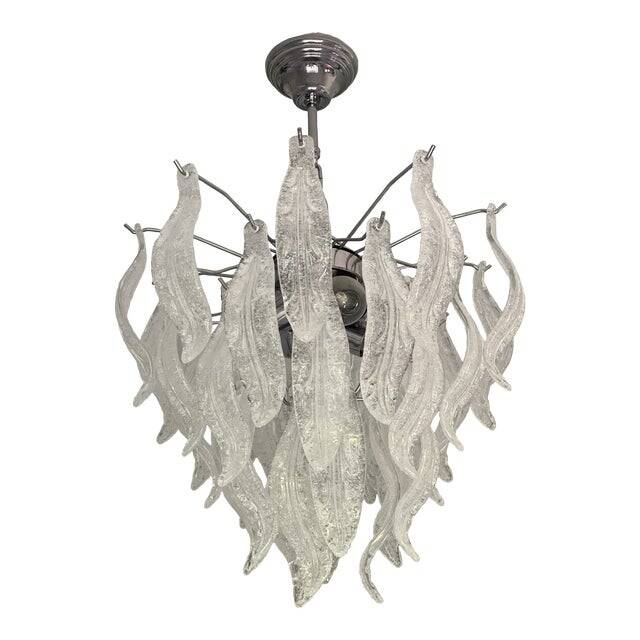Contemporary leaflets murano glass chandelier in vintage style