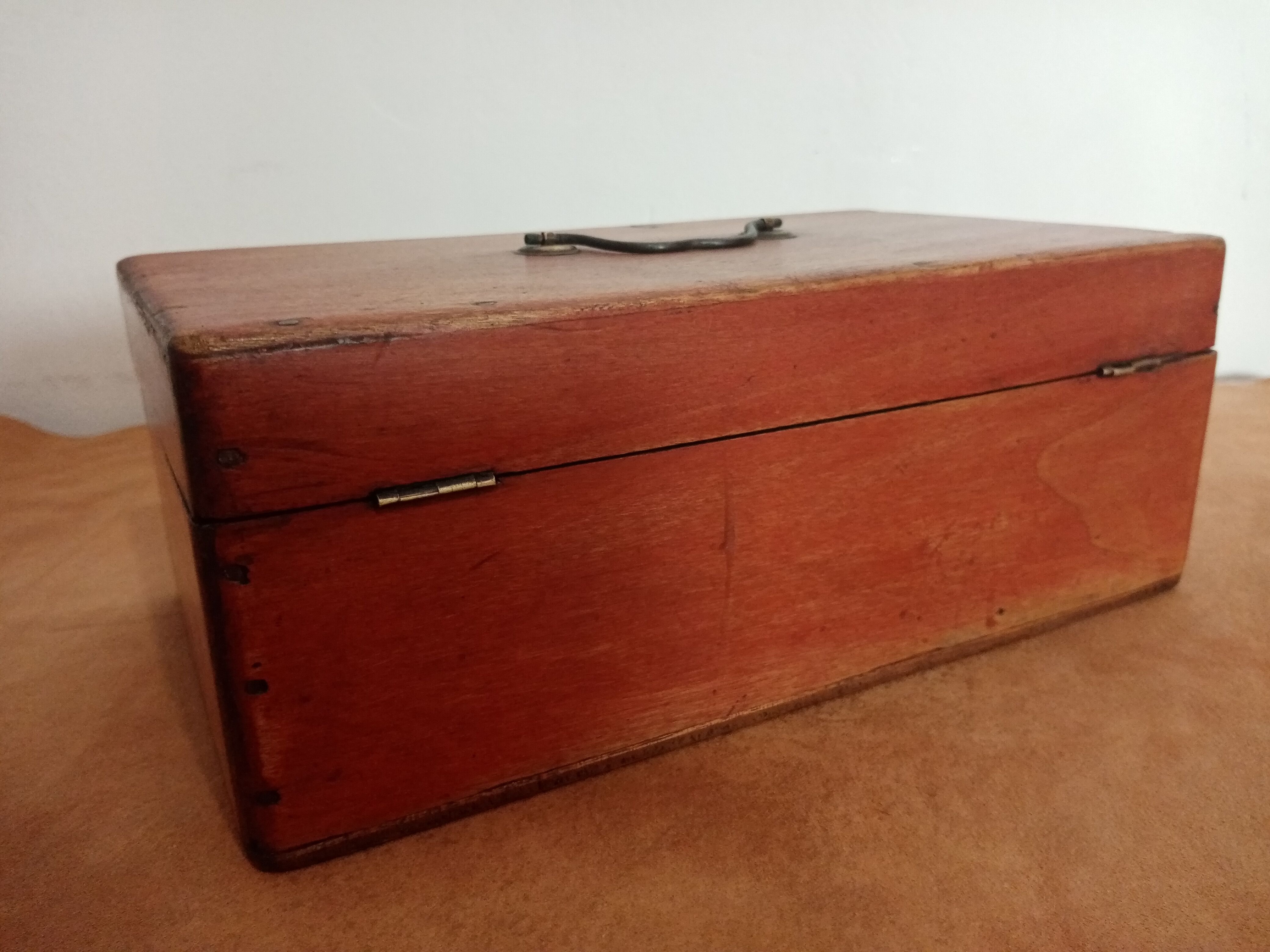 Old wooden box handle metal, storage box