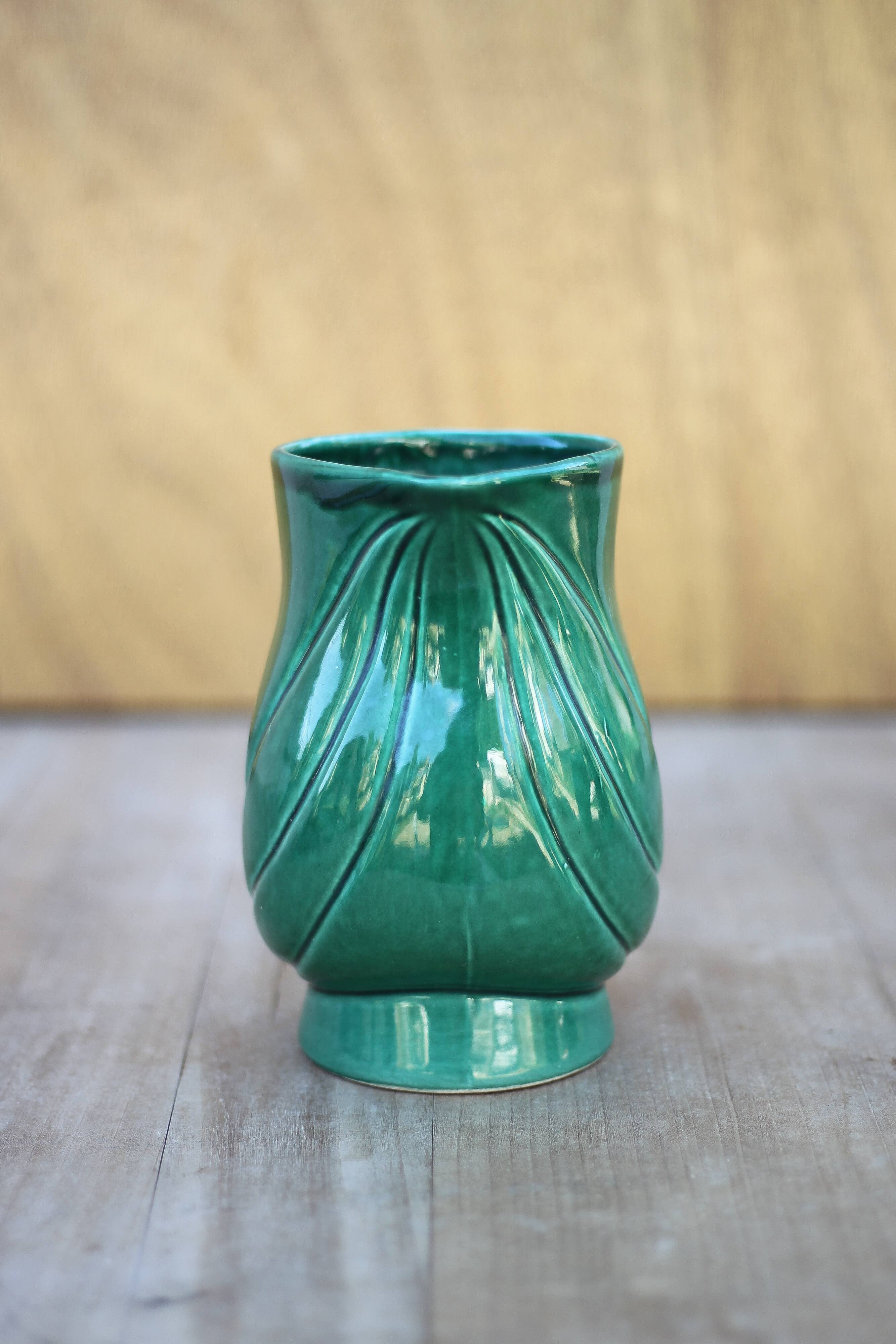 Vintage pitcher, vintage vase, Poët Laval turban model pitcher, PL France, vintage carafe, decoration