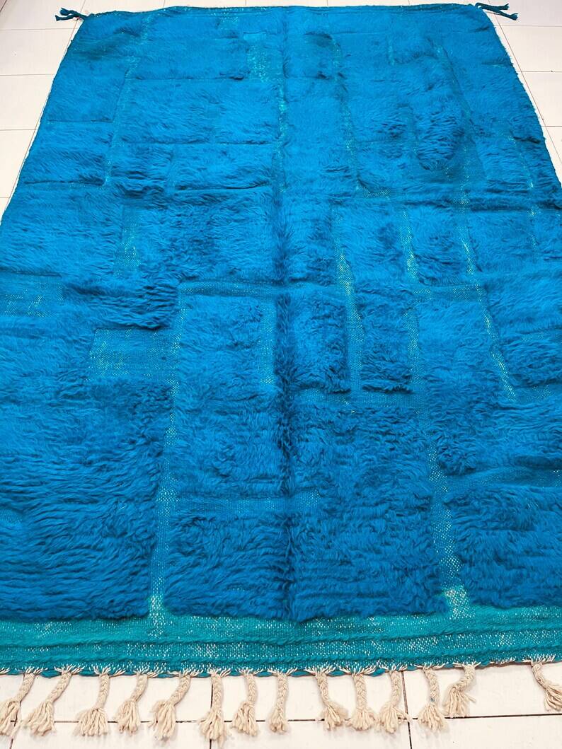 Handmade blue Moroccan rug 200cm x 300cm