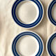 Set of 6 dessert plates in blue striped earthenware
