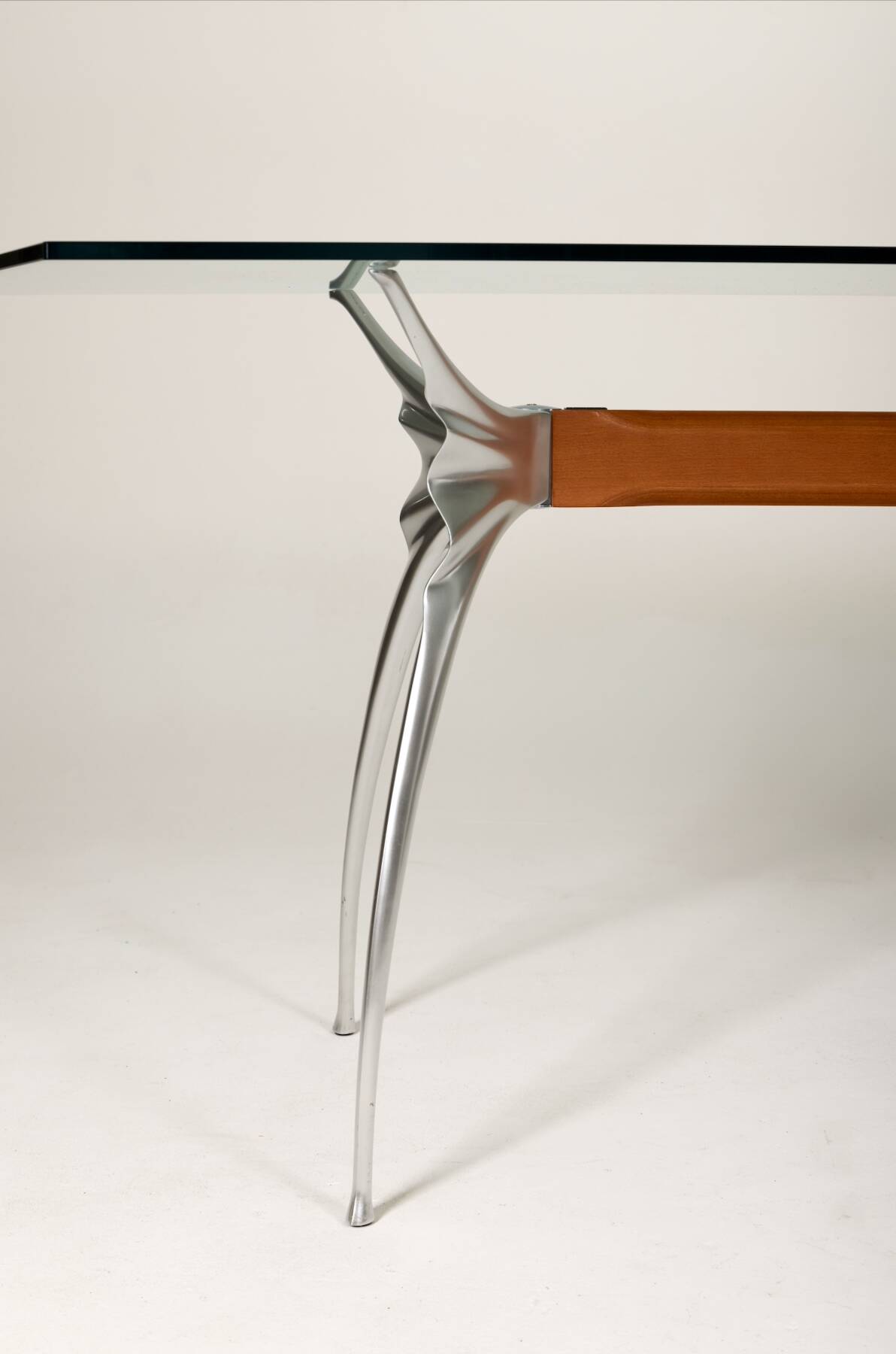 Bernard Dequet glass and aluminium desk for Protis, 1980s