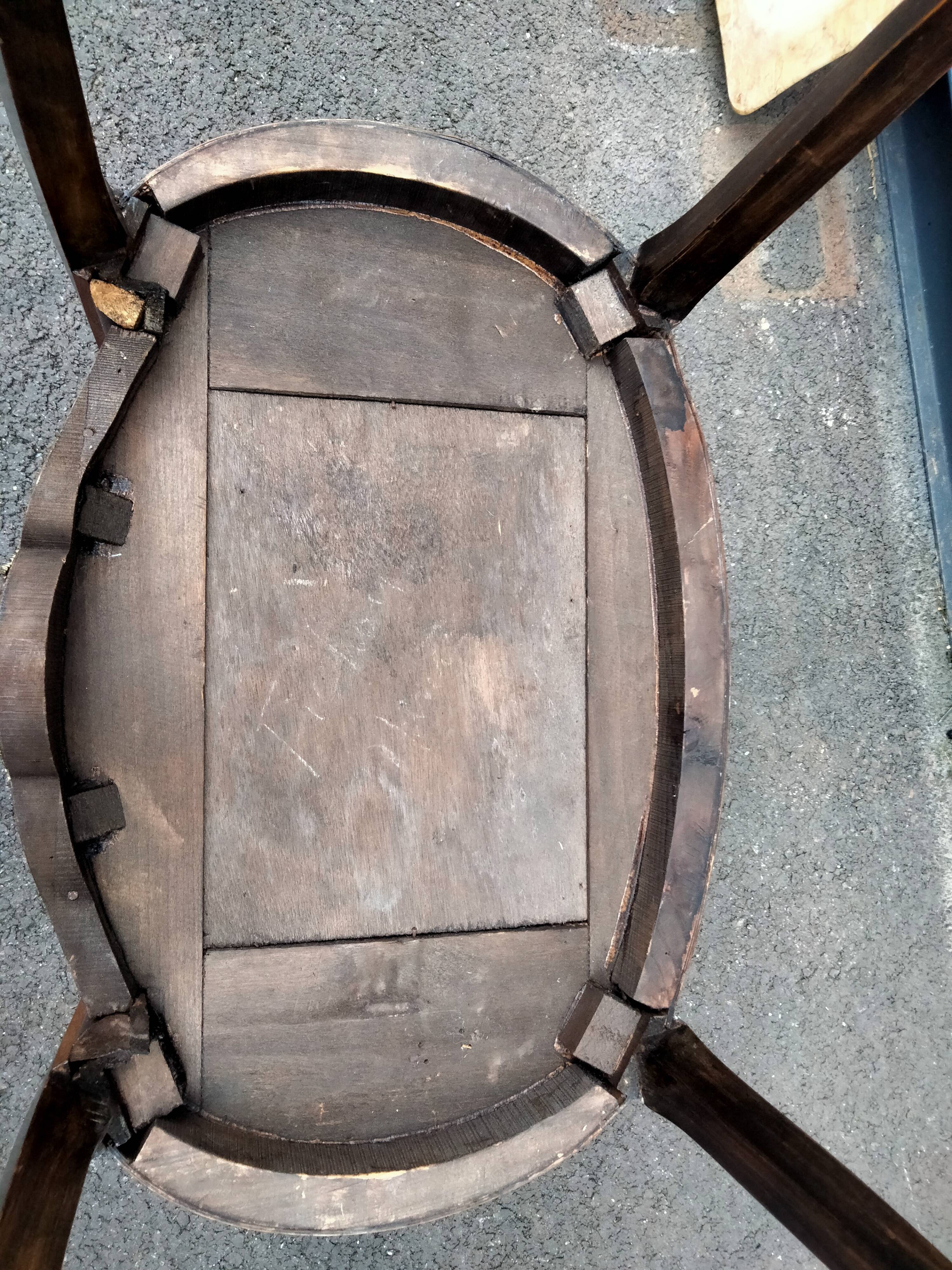 Chest of drawers old marquetry marble top style louis xvi