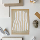 "Stripes" Original painting on vintage paper