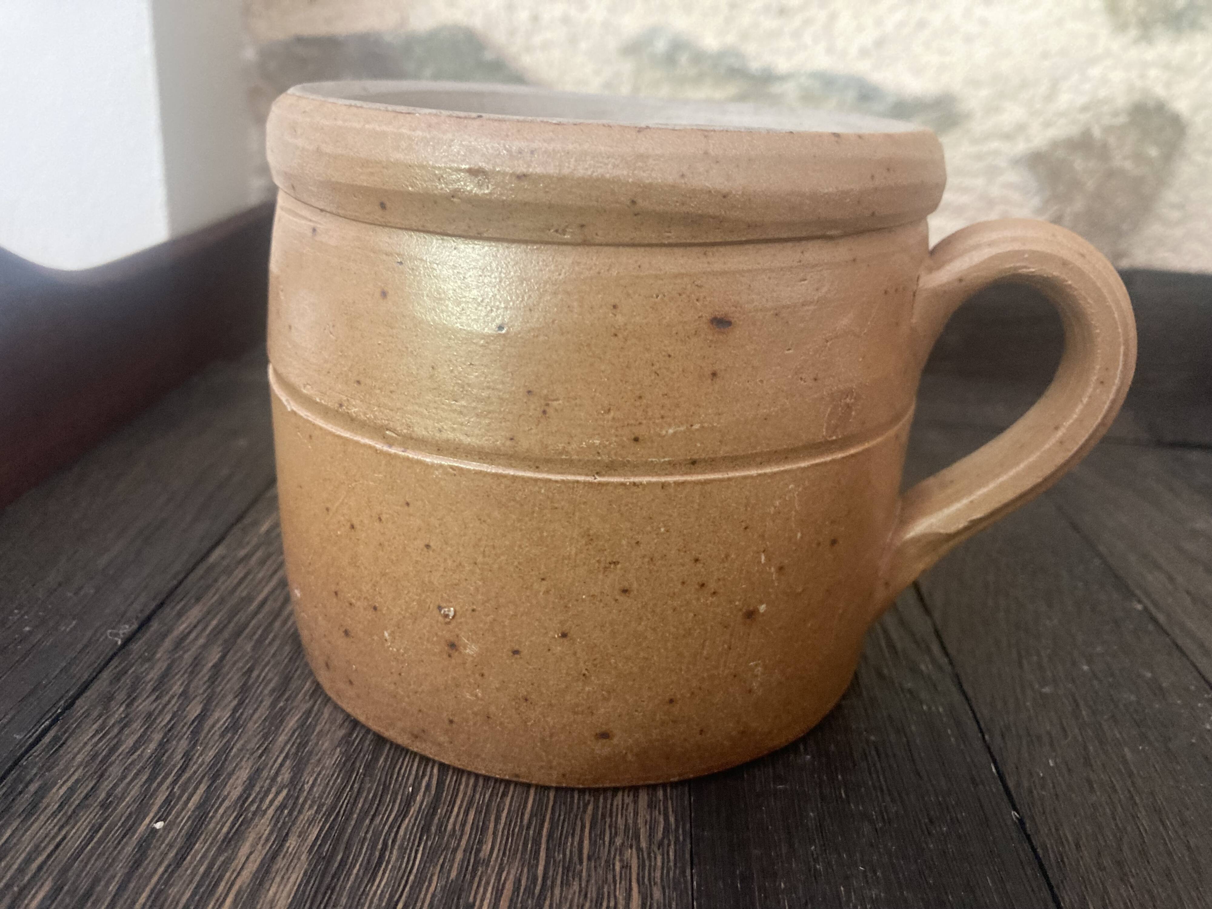 Set of 2 old pots in glazed stoneware
