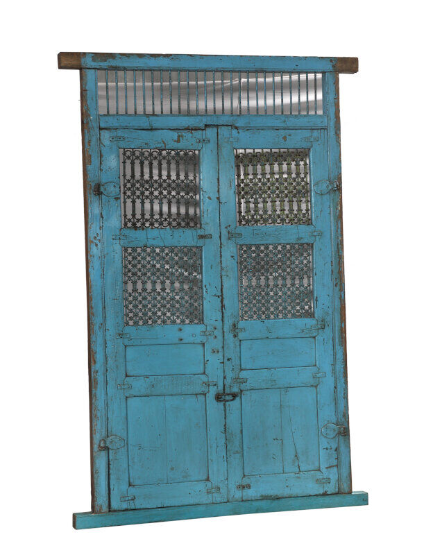 Indian door blue patina of origin old teak