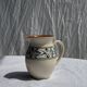 Vintage white pitcher with stylized blue plant frieze H17.5