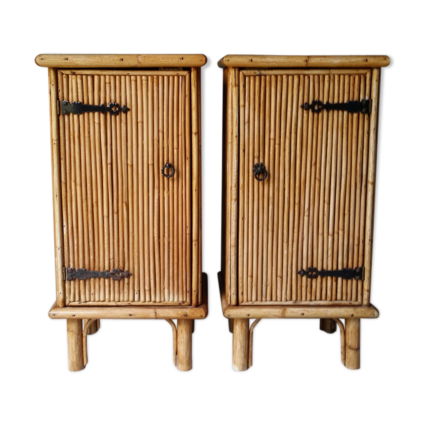 Pair of rattan bedsides