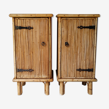 Pair of rattan bedsides