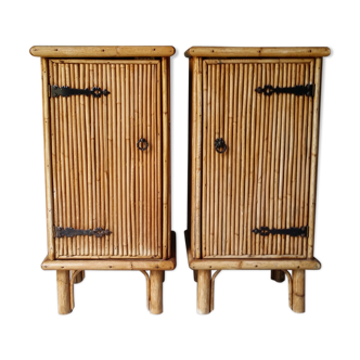 Pair of rattan bedsides