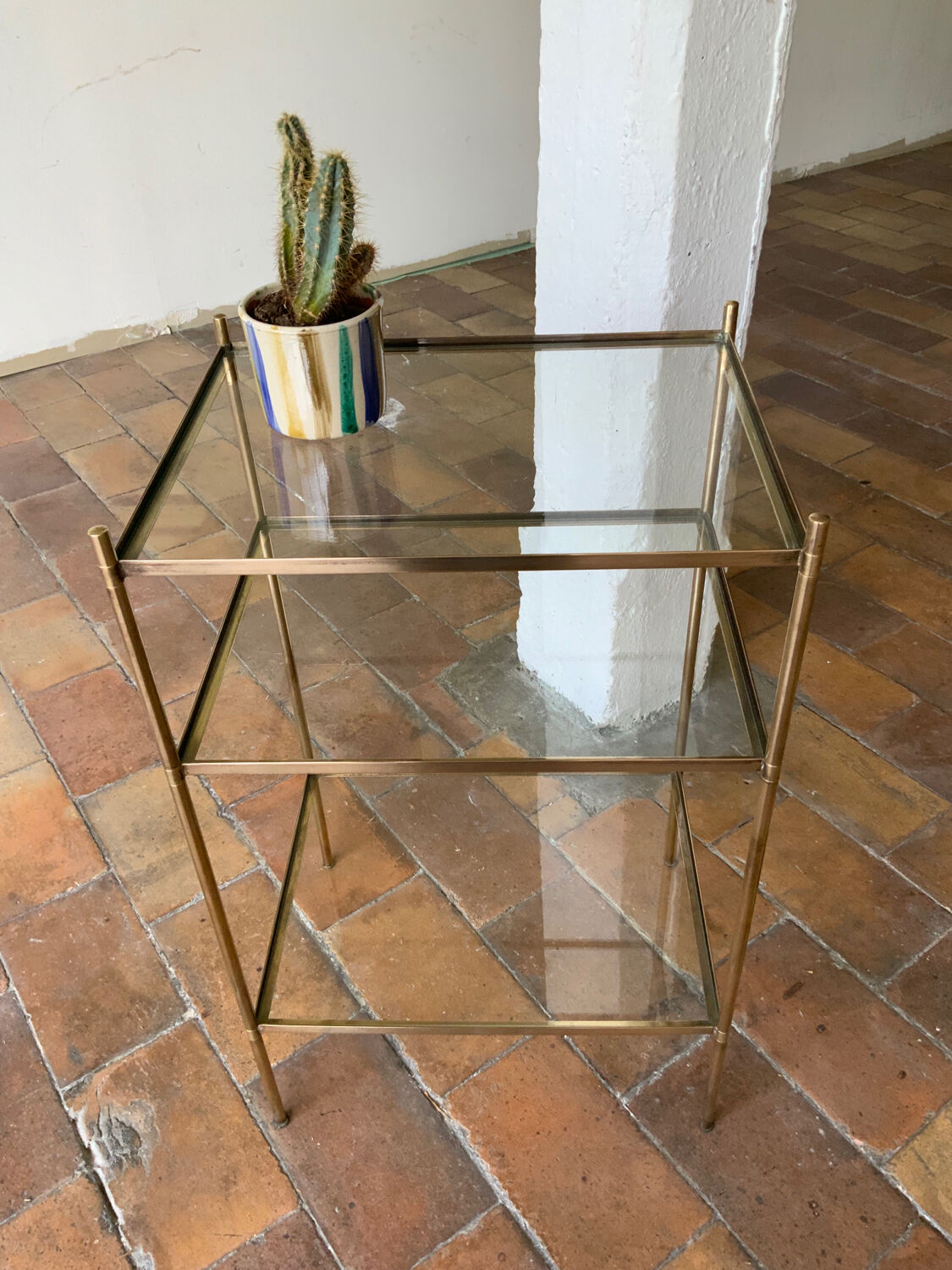 Brass and glass side table