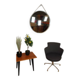 Miroir HAY Ø70 cm à sangle, cadre métal mastic, style scandinave minimalist