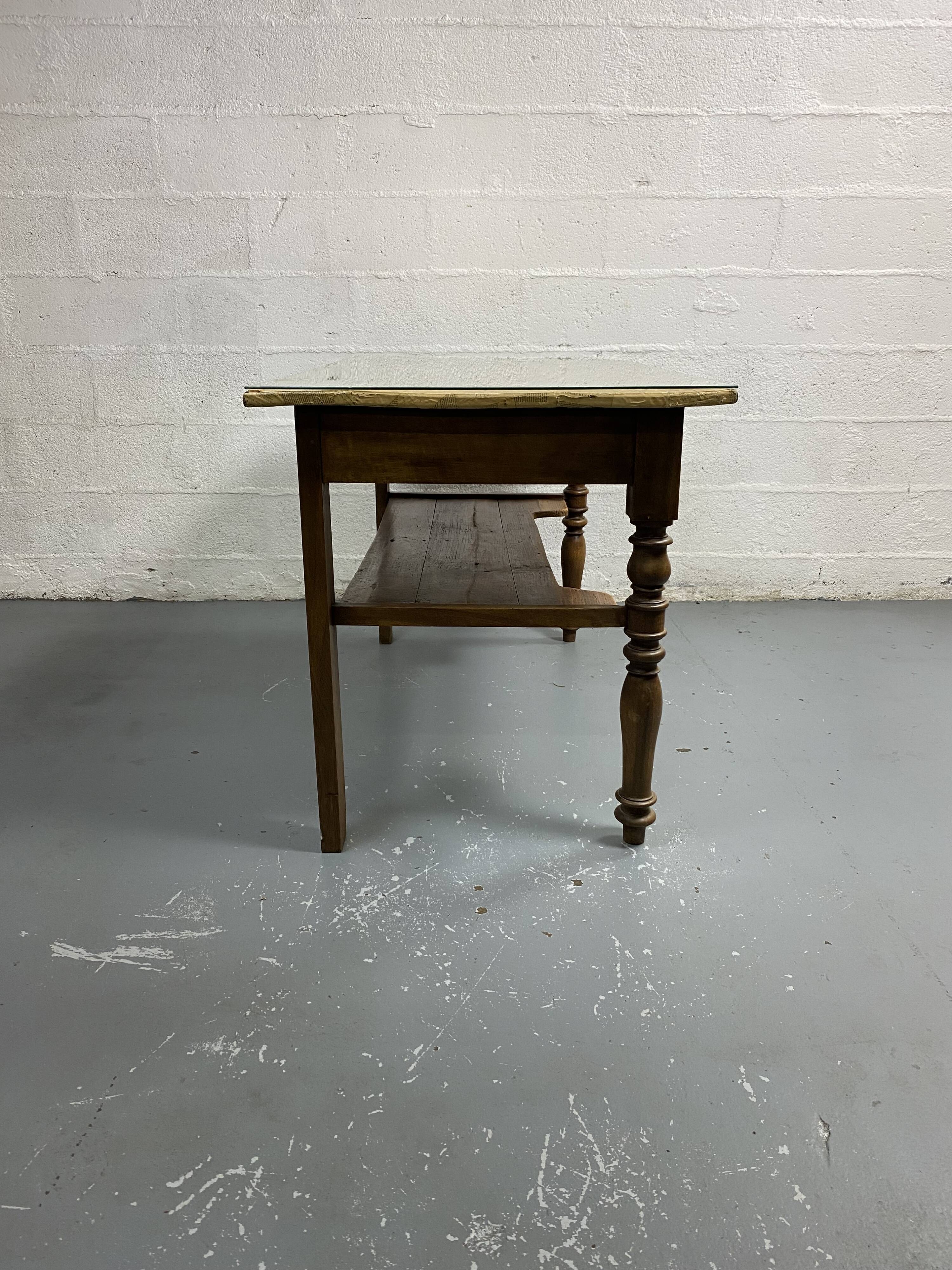 Old wooden farmhouse table