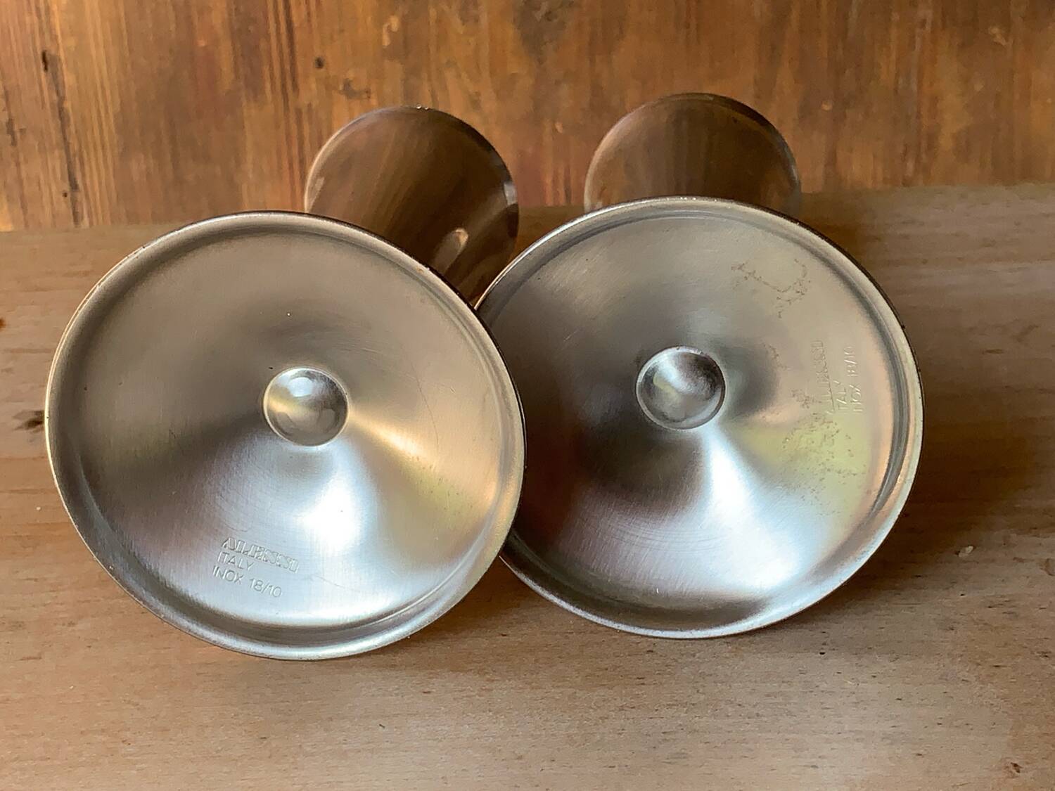 Paire de vases inox 1970 Alessi