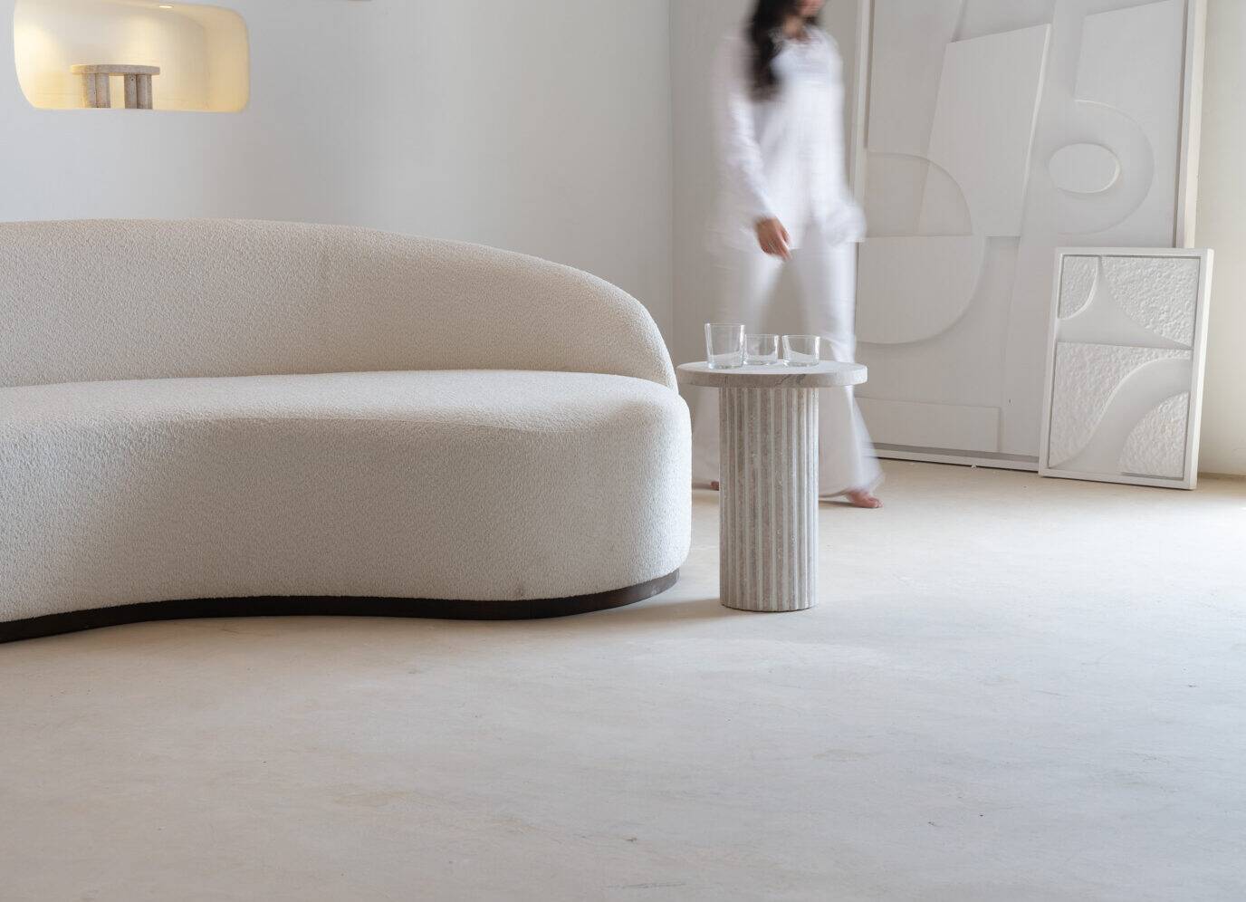 Omega Side Table - Natural Travertine