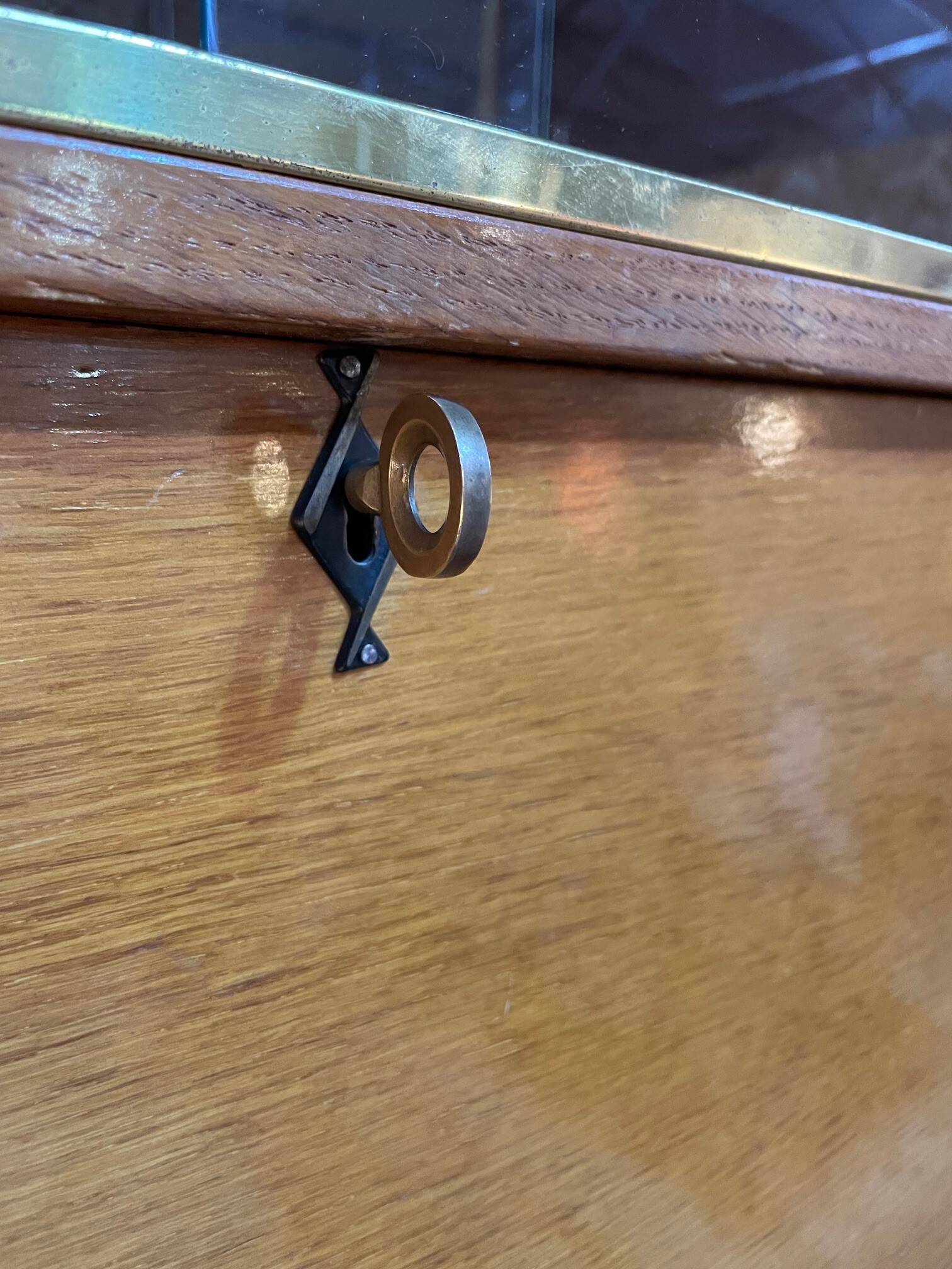 Armoire, secrétaire, commode en bois et rotin, années 1960