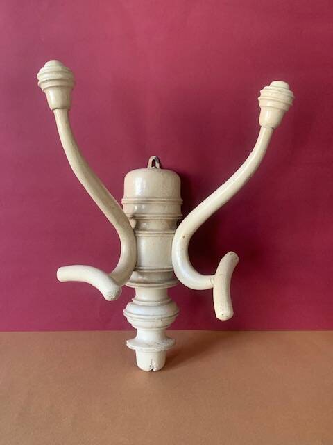 Old coat and hat rack, wall-mounted, in curved wood, from Bistrot, 1920