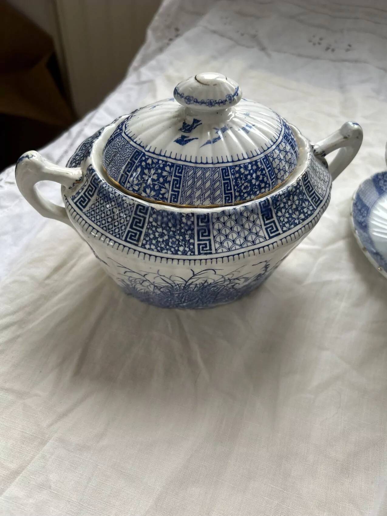 Antique tea service KG Lunéville late 19th century – Antique decoration – French earthenware