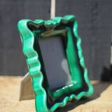Green ceramic photo frame, vintage ceramic frame, photo frame, interior decoration