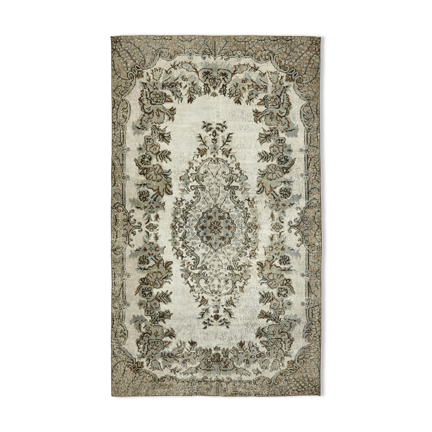 Hand-Knotted Carved Oriental 1970s 171 cm x 283 cm Grey Carpet