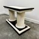 1970s Howard Dilday Organic Rattan Console Table with Black Lacquer Border.