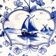 Vintage white plate with blue patterns in Victoria porcelain.