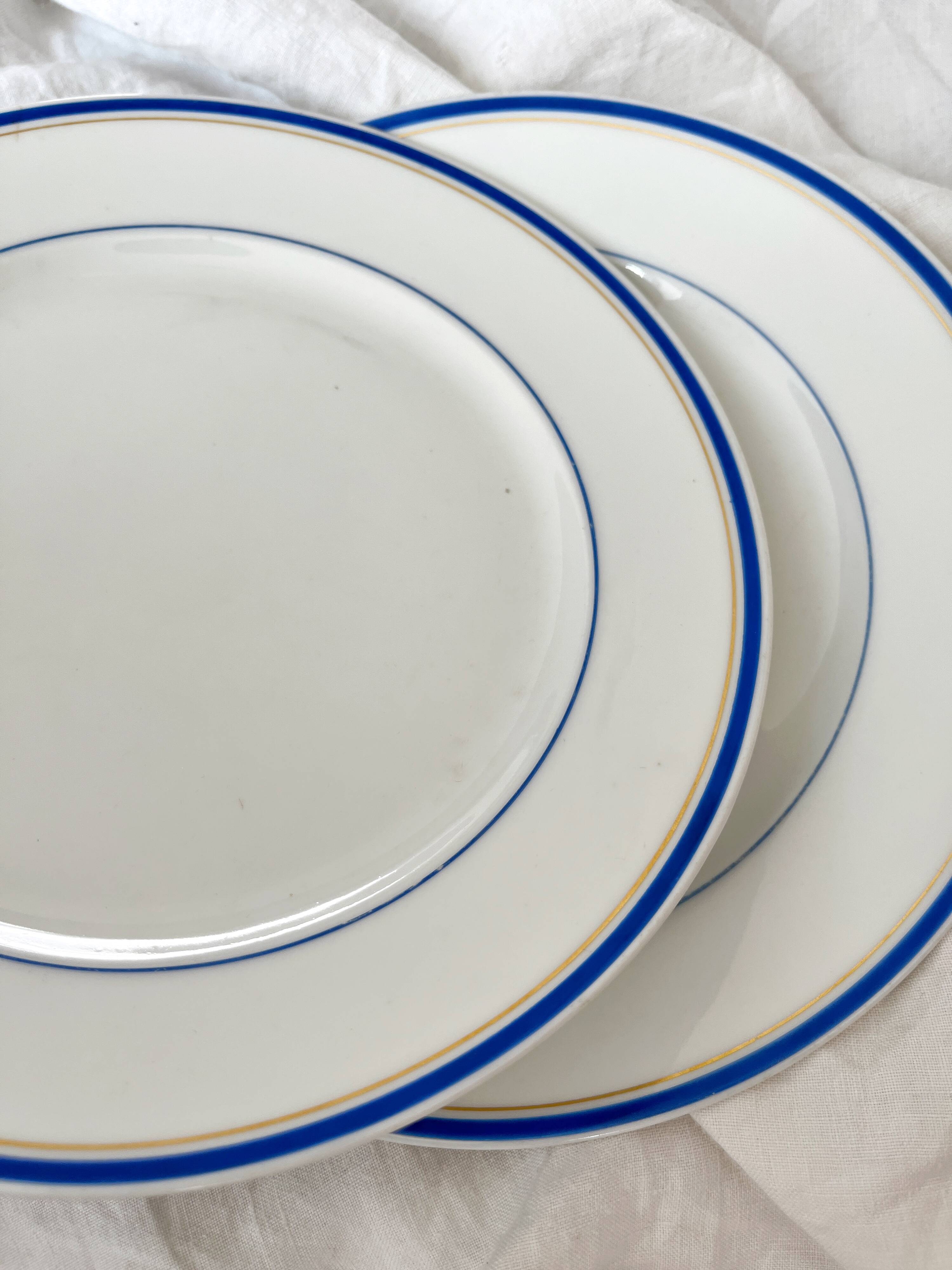 2 antique porcelain dessert plates in the Empire style, 19th century