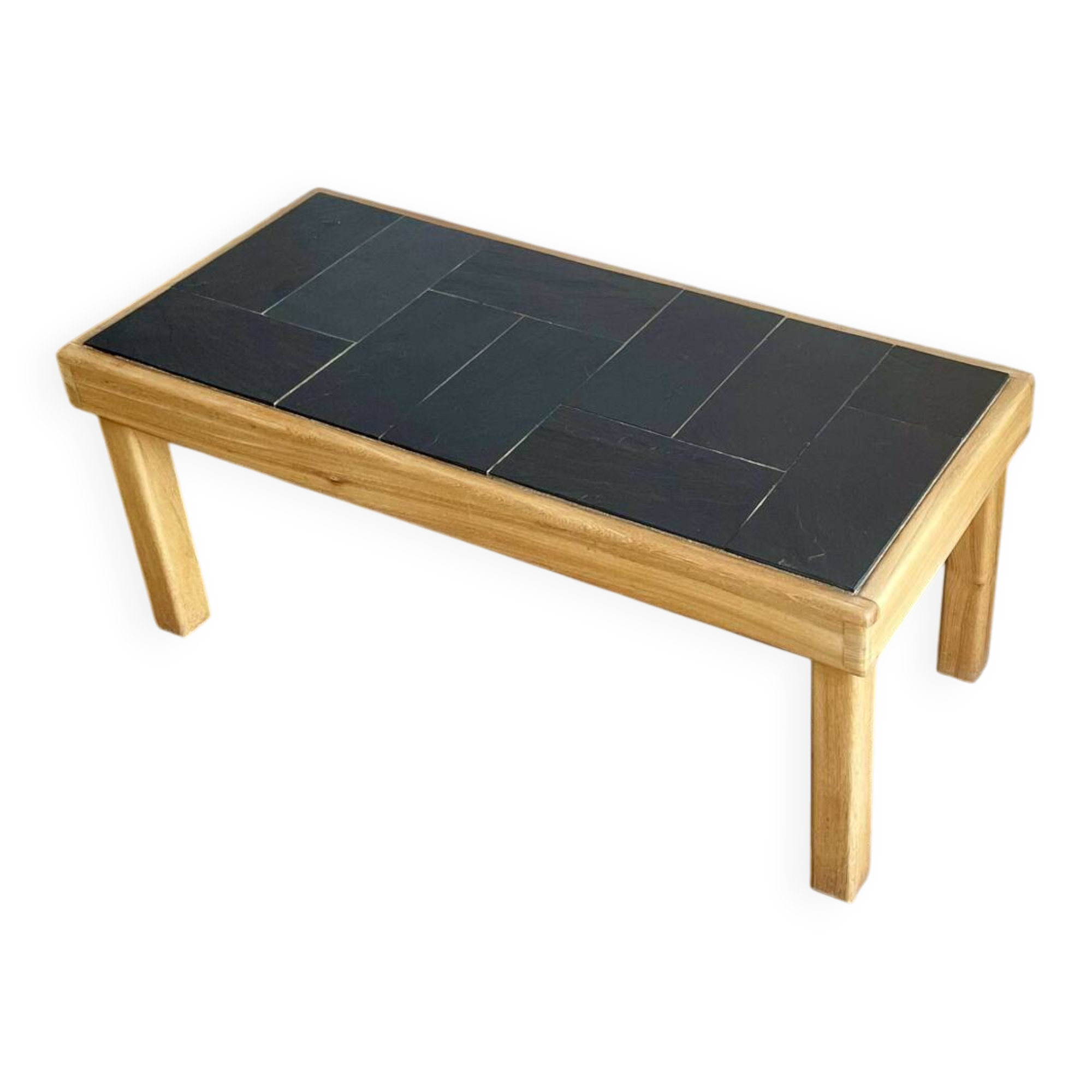Vintage Maison Regain coffee table in solid elm – 1970s – Top