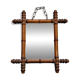 Antique turned bamboo mirror with pitted glass 45x39 cm