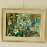 Huile sur toile vintage originale – « Fleurs des prés »