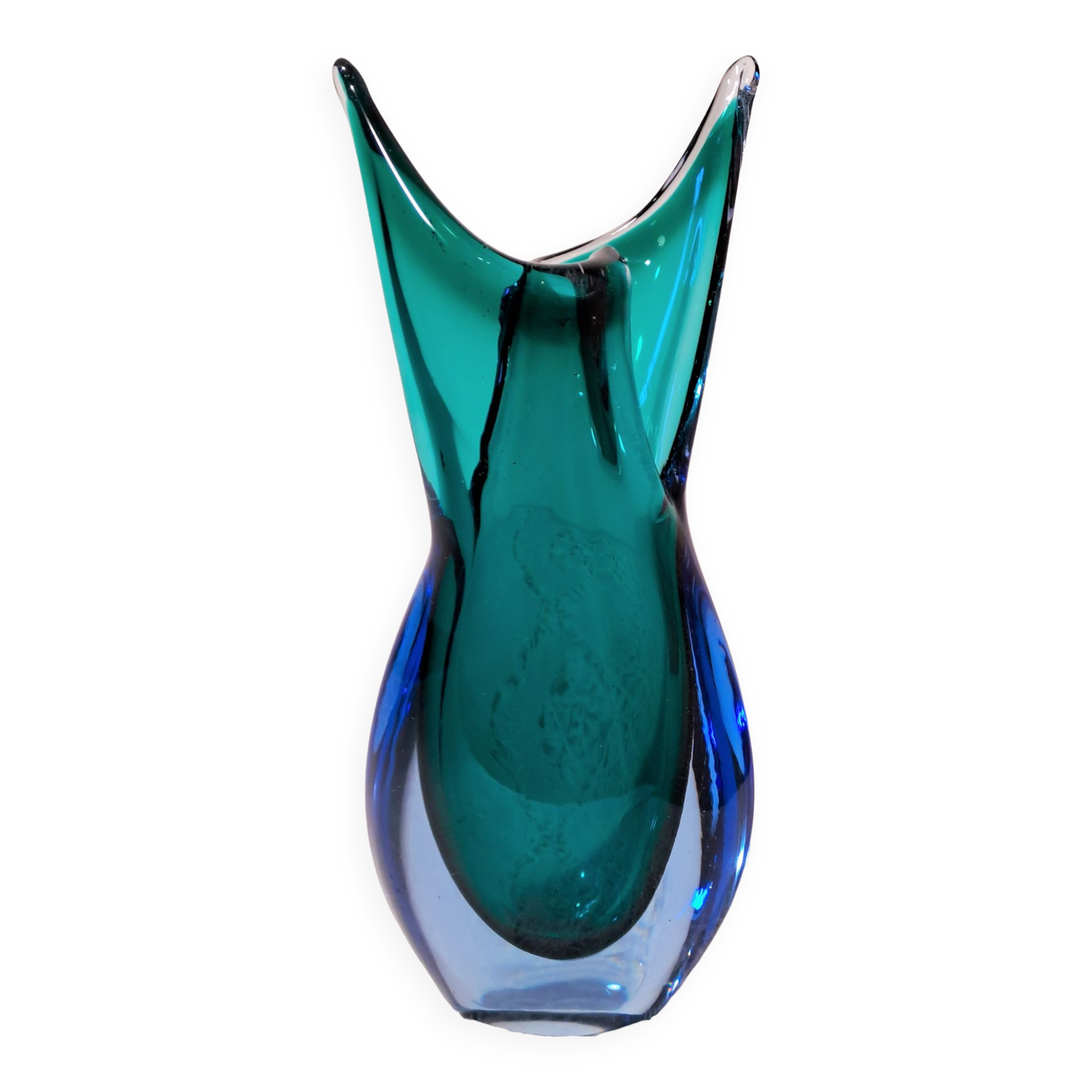 Murano vase with sliced neck by Flavio Poli