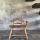 Small brutalist bench with backrest and armrests in Asian blonde teak H67 L6