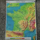 Old MDI map France geology and relief J.Bertin.