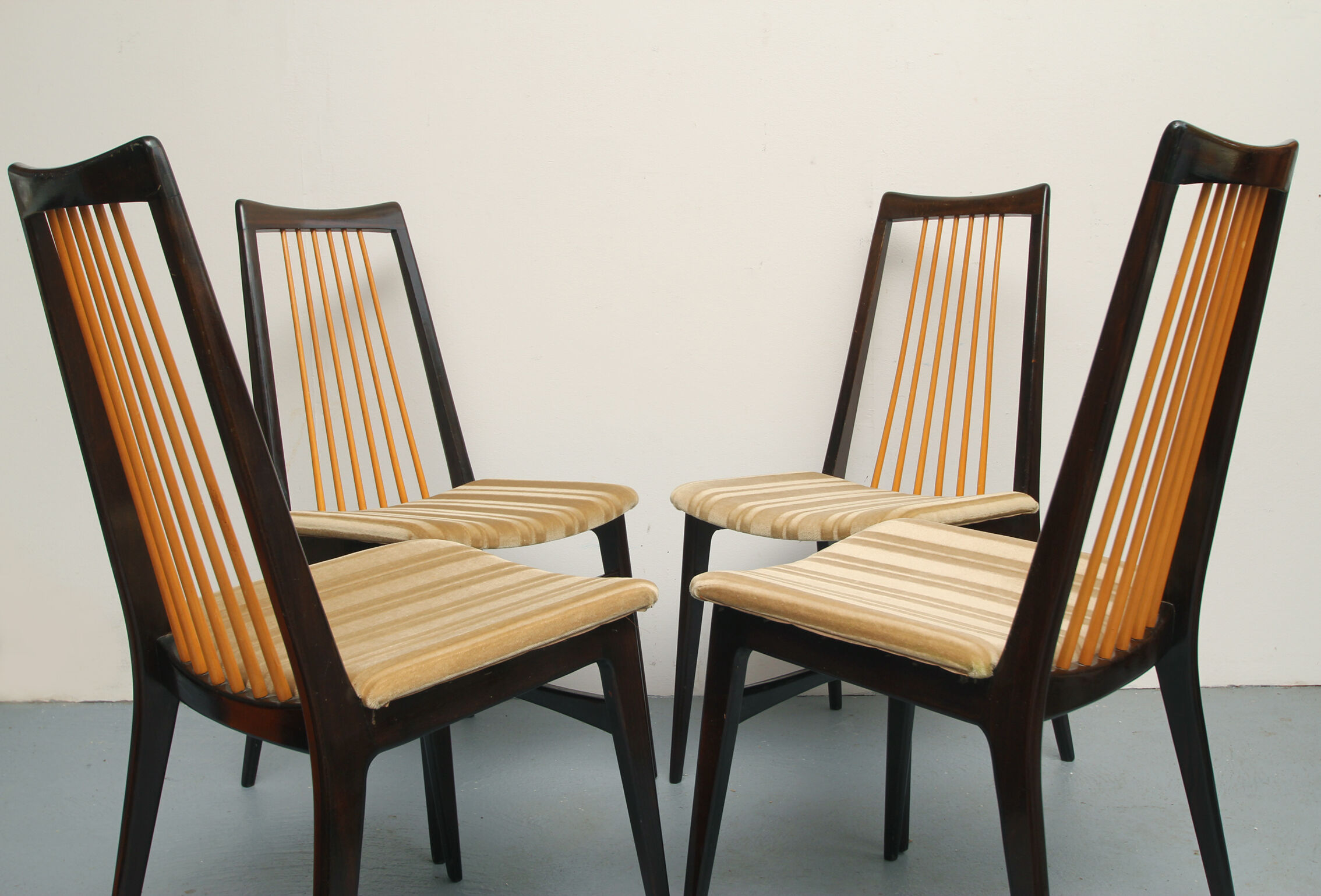 1950s set of 4 chairs, bicolor design