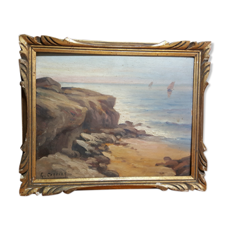 Peinture marine Gaston Corbier, 1900