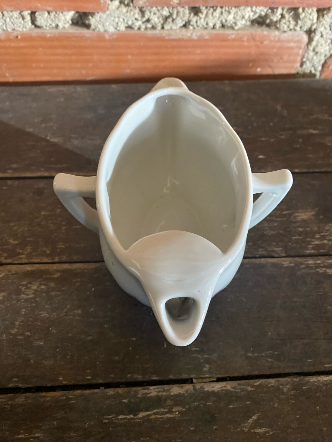 Double Sauce Boat Antique PILLIVUYT Gras & Maigre White Porcelain #D